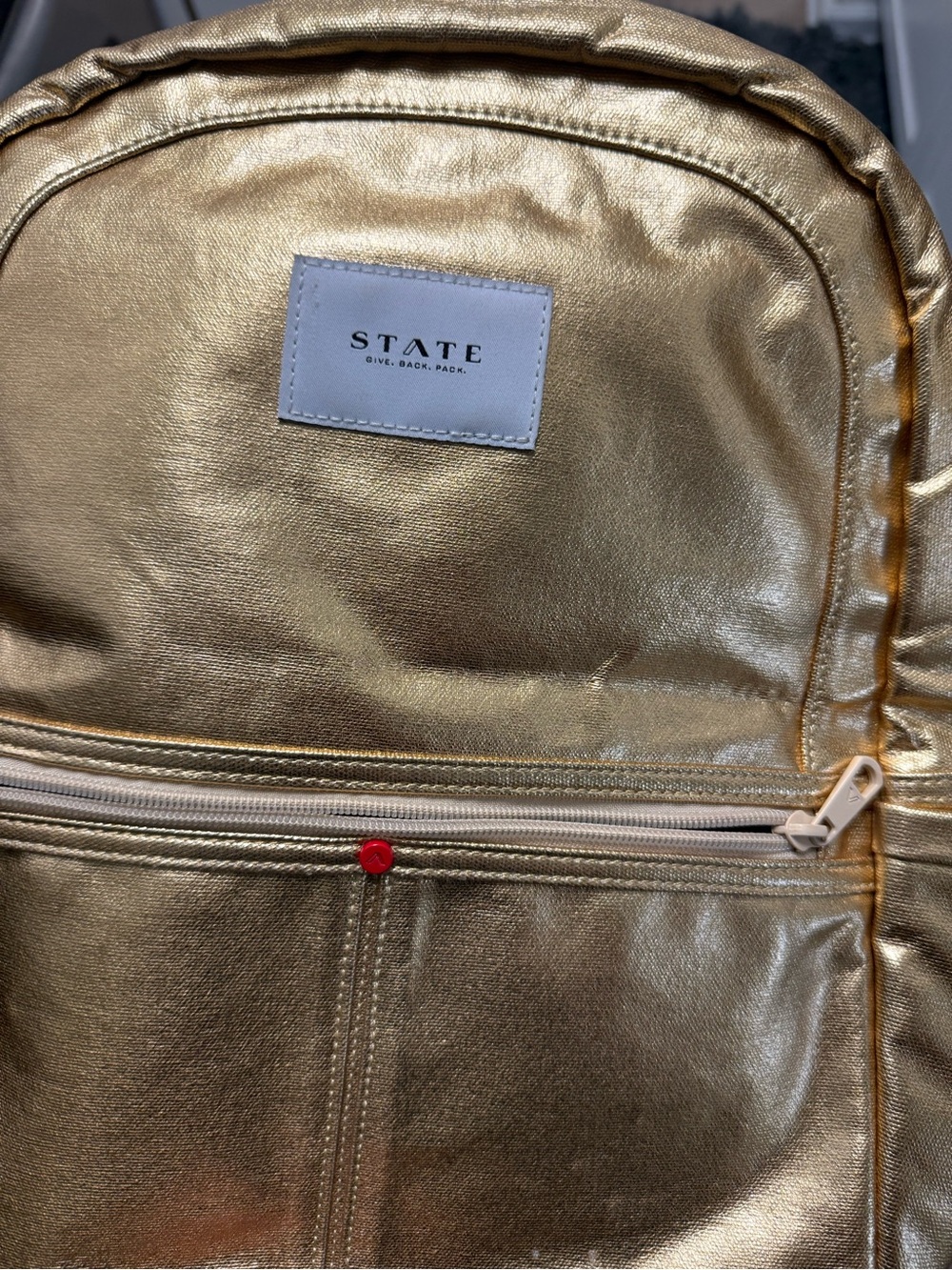 STATE Gold Metallic Kids Mini Backpack Polyester Zip Used - Picture 4 of 7